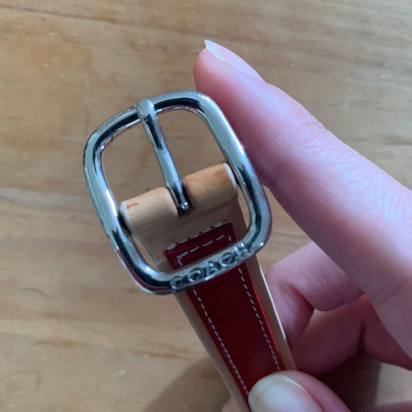 Coach red and tan leather bracelet with silver buckle - Picture 3 of 5